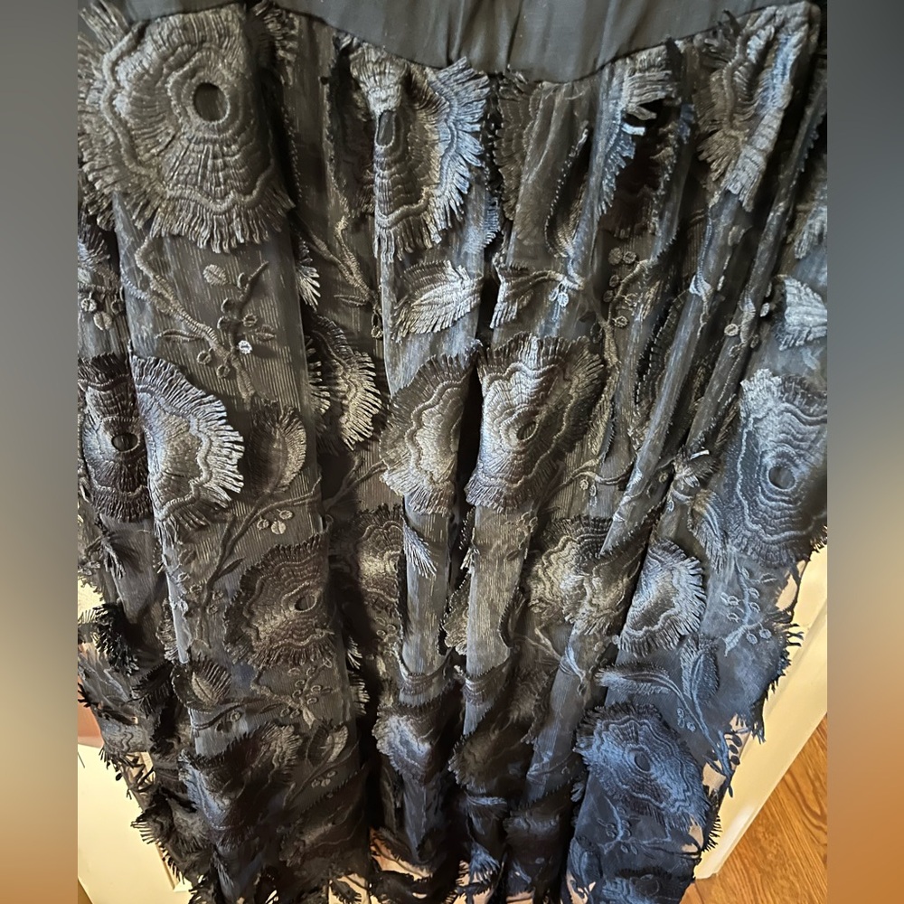 NWT Anthropologie black midi party dress w/ tulle overlay skirt with 3D rosettes - Picture 6 of 8
